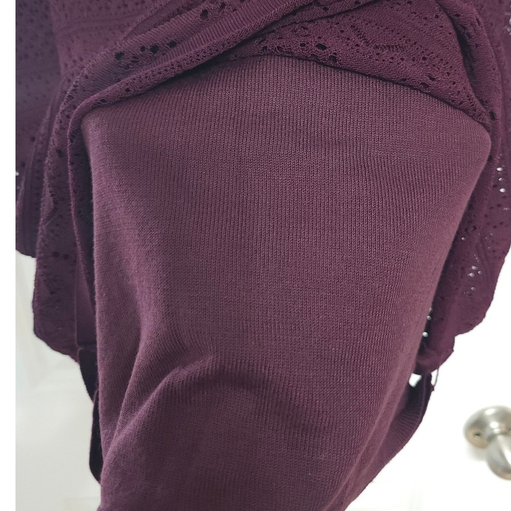 White House Black Market Plum Purple Pointelle Knit Mini Skirt LP Large Petite - Picture 9 of 10